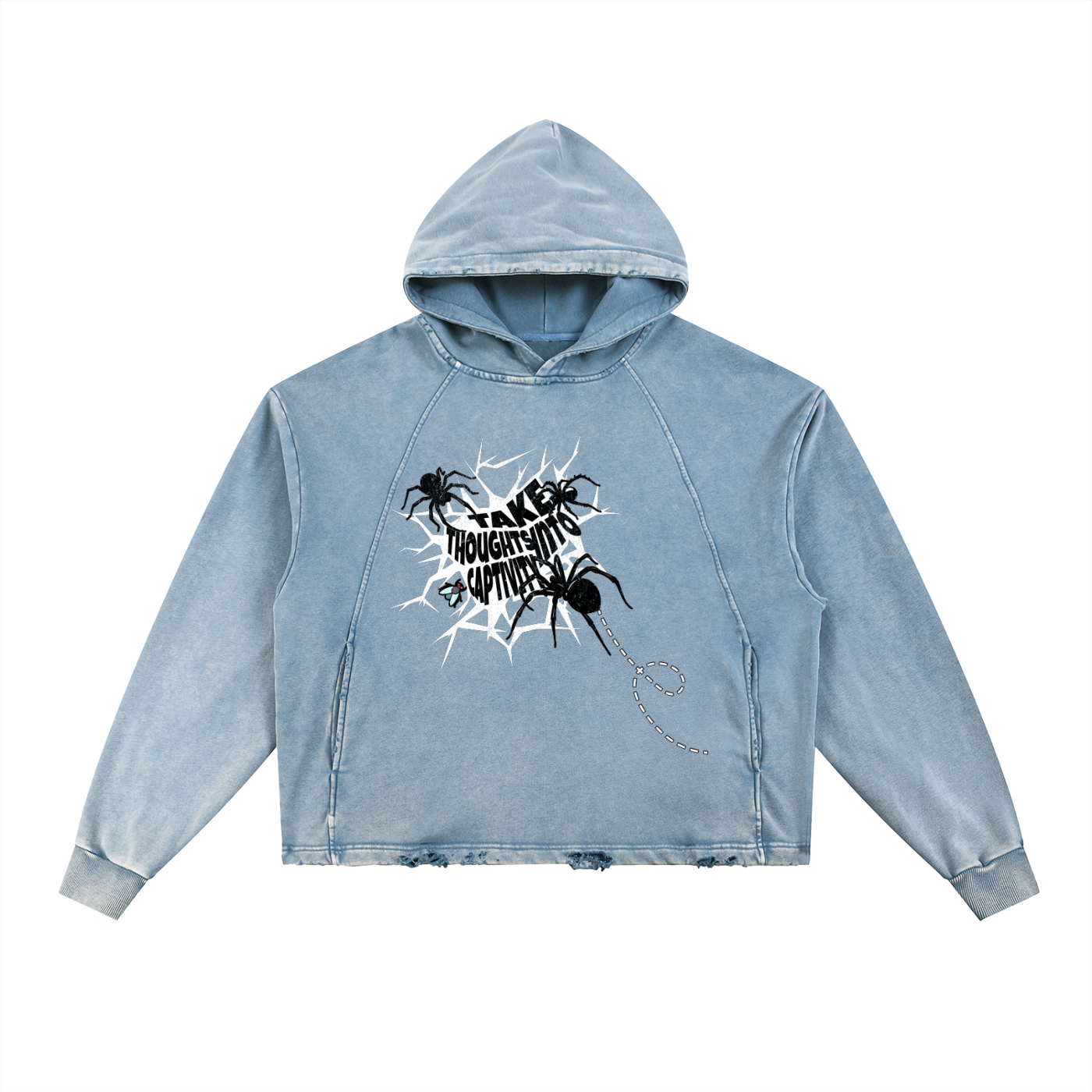 Take Thoughts Into Captivity Frayed-Hem Hoodie